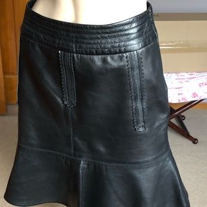 Joseph Black Leather Flared Skirt New